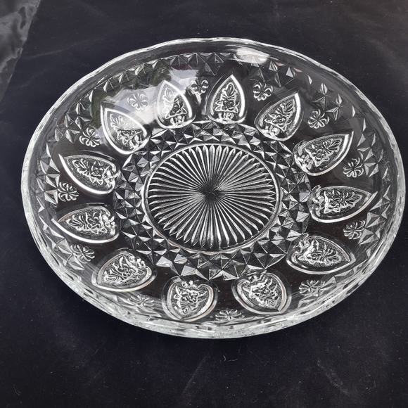 Vintage Serving Tray Clear Glass Crystal Round 12 - Picture 4 of 14